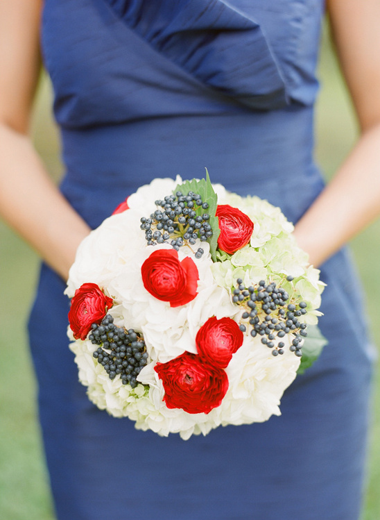 red, white and blue wedding bouquet