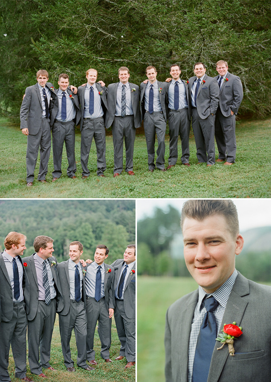 Groom and groomsmen in gray suits