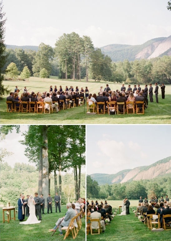 Outdoor wedding ceremony, mountains background