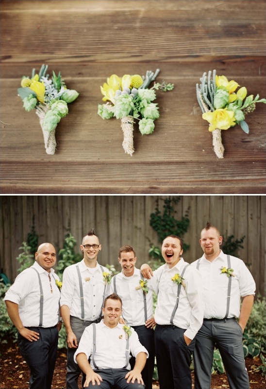 Groomsmen with yellow floral wedding boutonnières