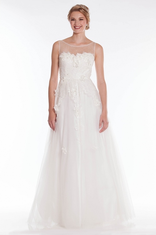 Bride in a white lace floral wedding dress