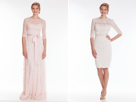 Two lace dresses long gown and knee length design