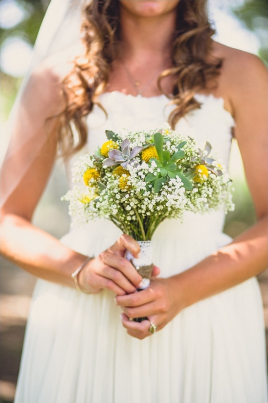 white yellow and succulant bouquet