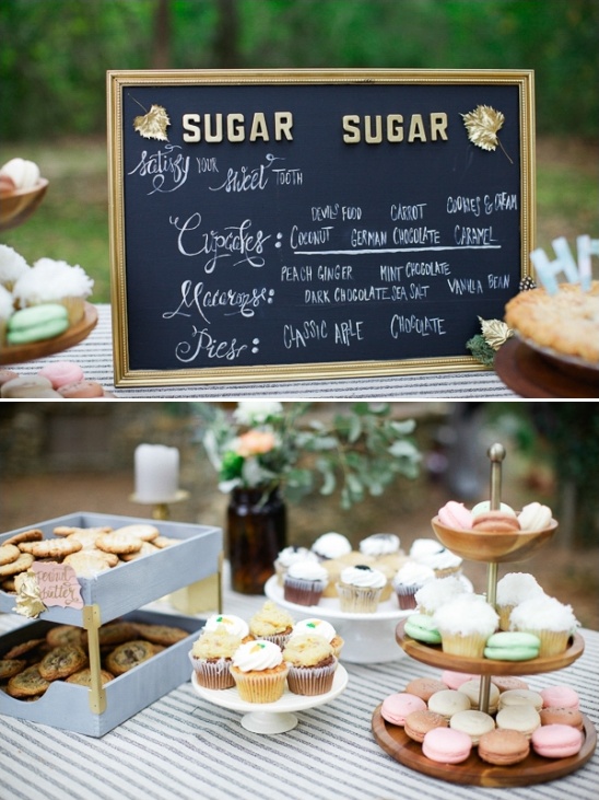 Dessert menu: cupcakes, macarons, pies