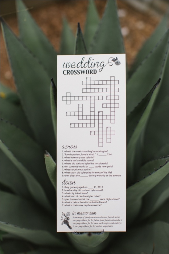 wedding program crossword