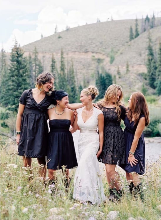 mismatched black bridesmaid dresses