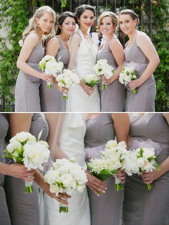 white bridesmaids bouquets