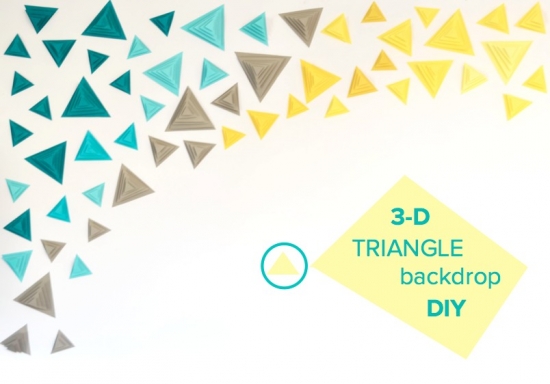 DIY 3D triangle backdrop with colorful geometric shapes design