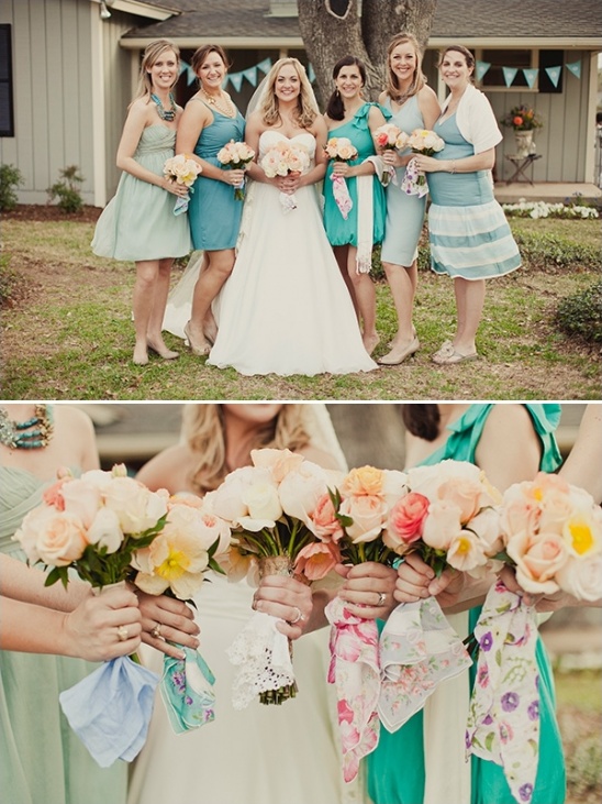 bridesmaid bouquets and hankies