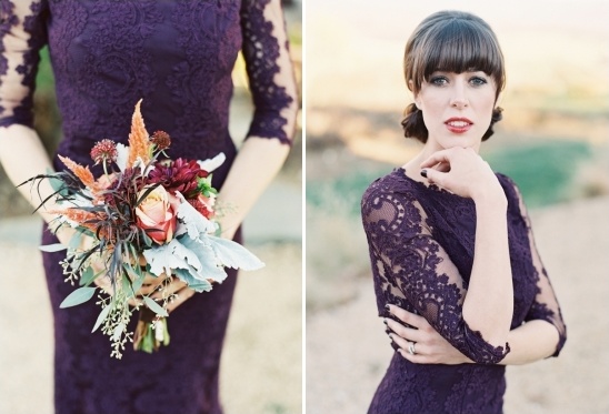 plum lace bridesmaid dress by Alice and Olivia