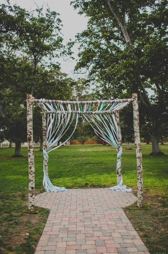 ribboned wedding arch