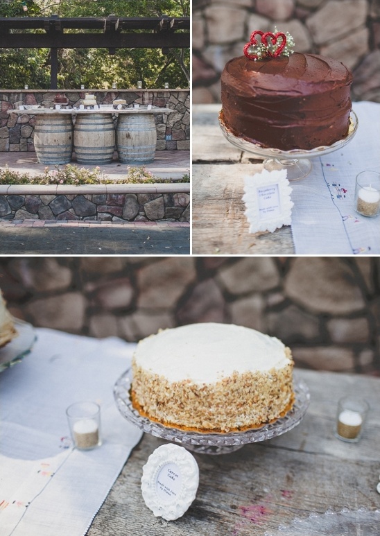 cake table on wine barrels
