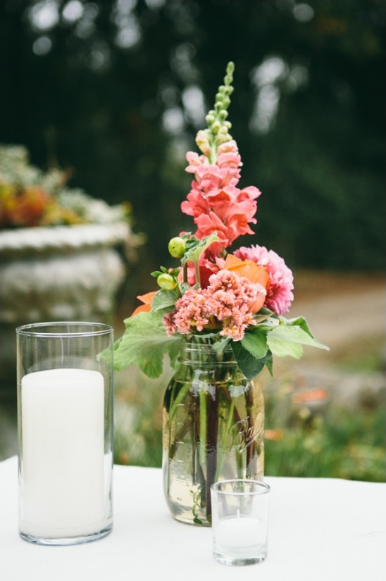 candle and mason jar floral decor
