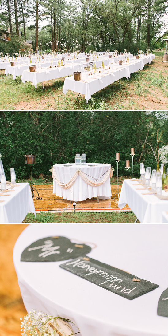 rustic outdoor reception and sweetheart table