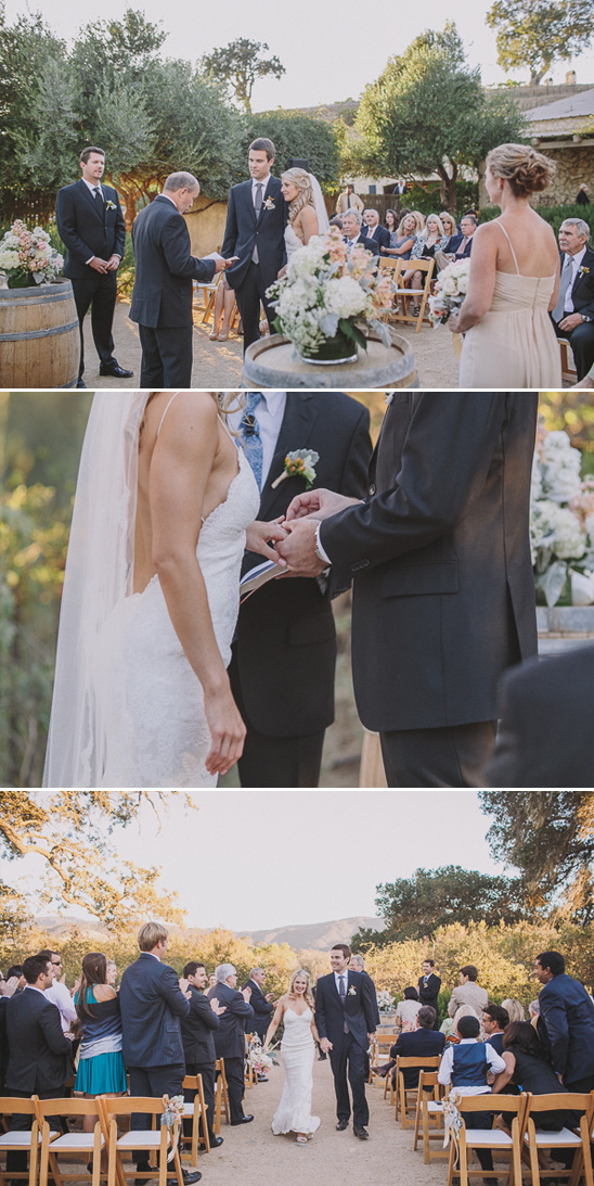Wedding ceremony with bride and groom exchanging vows