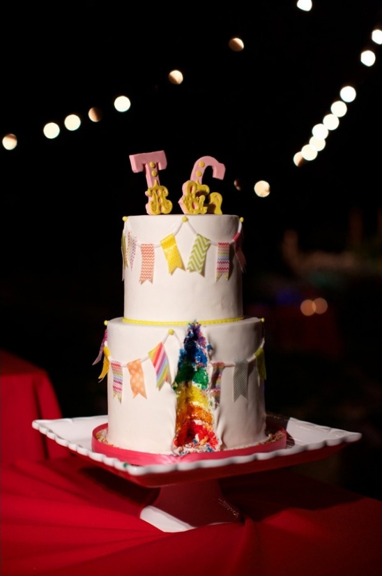 rainbow layer wedding cake