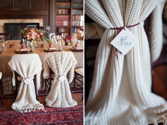cozy throws for the bride and grooms chairs