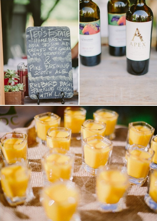 Wedding bar with drinks menu, cocktails and bottles of wine