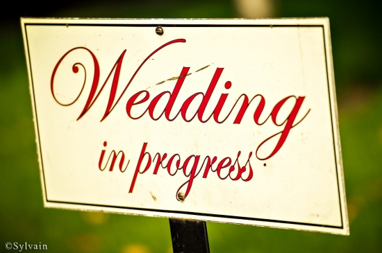 Wedding in progress sign