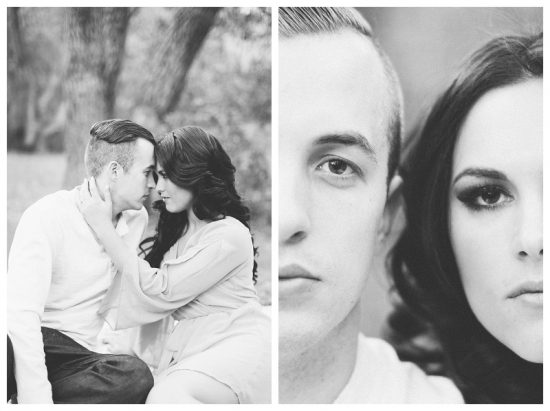 Romantic black and white couple portrait
