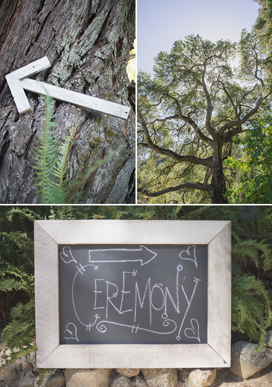 Directional signage for an outdoor wedding ceremony location