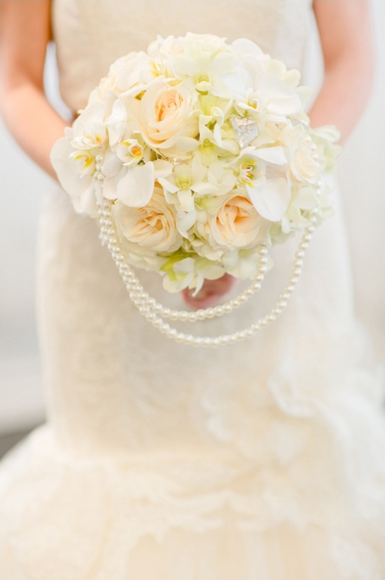 wedding bouquet with pearls