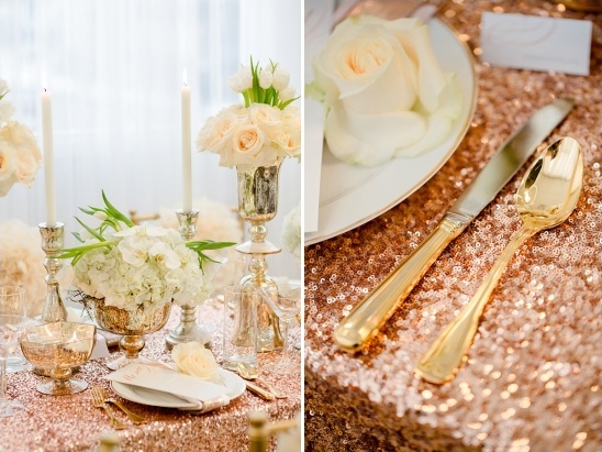 Elegant table setting with flowers and gold accents for a special occasion