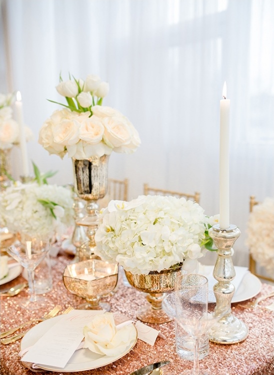Elegant wedding table setting with floral centerpieces and candles