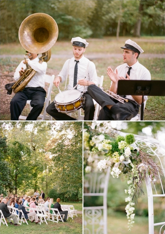 Wedding jazz band playing at outdoor ceremony