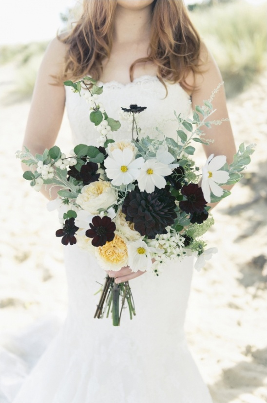 white green and black wedding bouquet