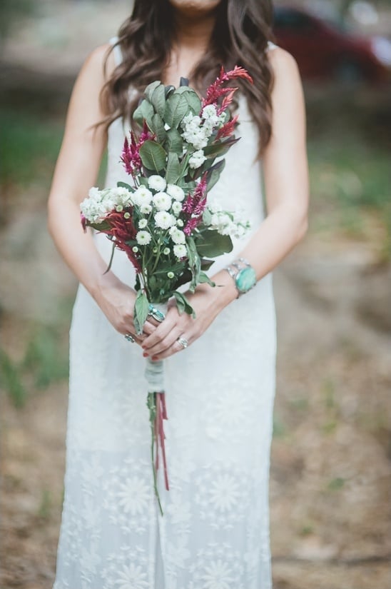 red and white wildflower bouquet