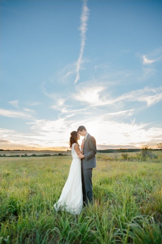 amazing sunset picture of the bride and groom