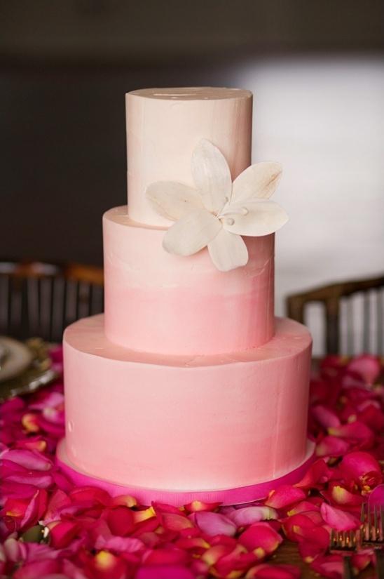 pink ombre tiered wedding cake
