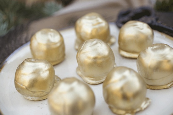 Golden truffles on a plate, perfect for a special occasion