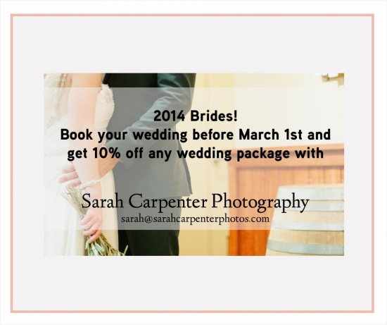 Here's an alt tag for the image:

`2014 wedding photography offer: 10% off before March 1st`