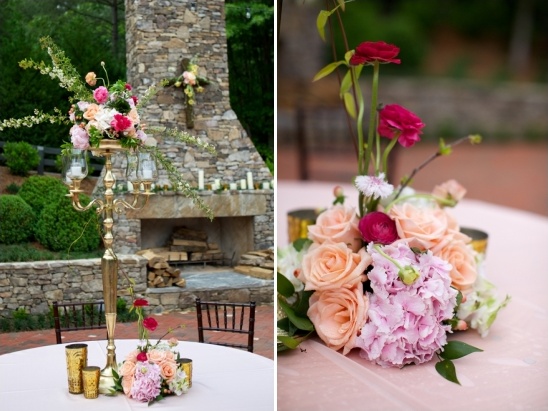 pink and peach floral centerpieces