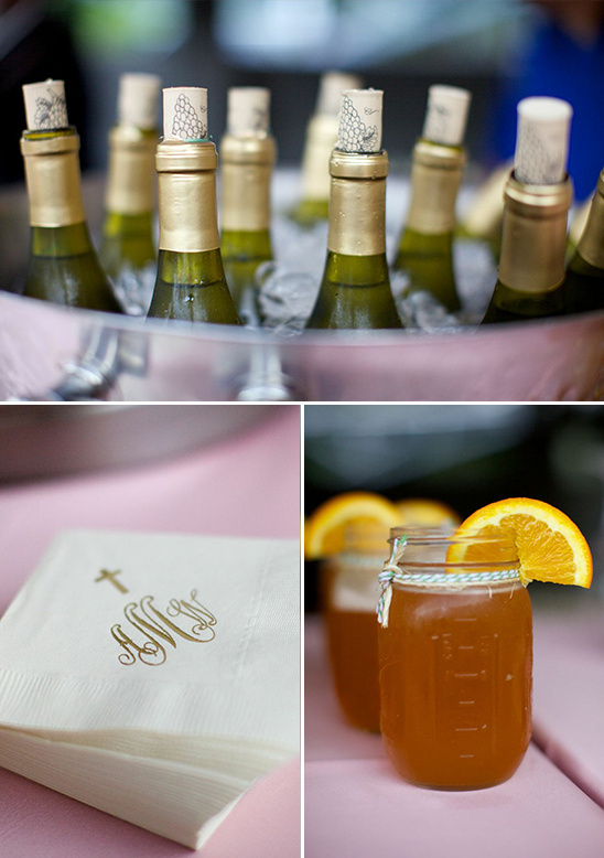 wedding drinks and personalized napkins