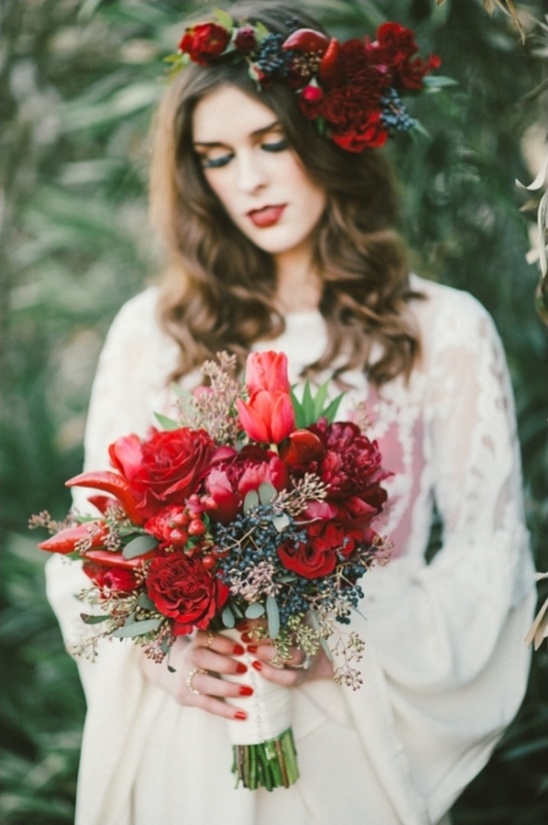 blue and red bouquet
