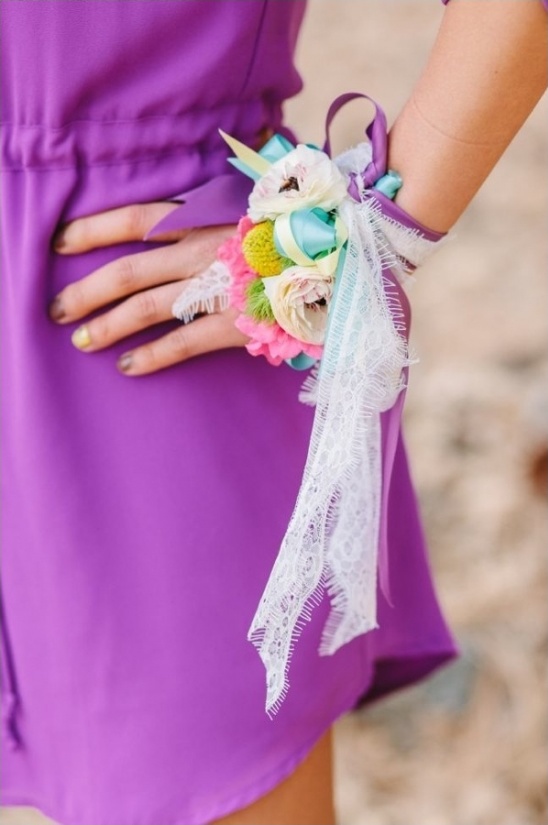 bright colored engagement corsage