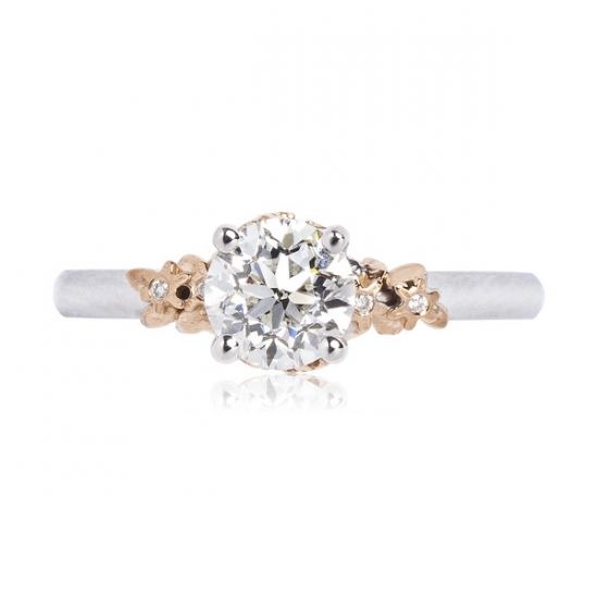 Elegant diamond engagement ring with floral details