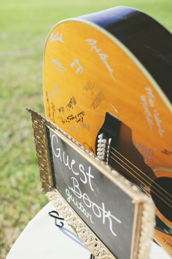 Guest book guitar with signatures for a special occasion