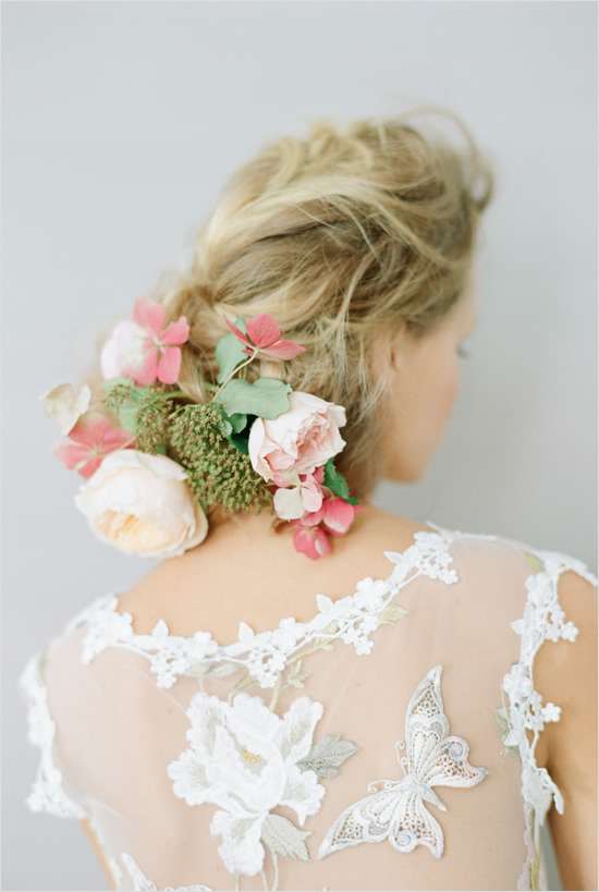 Wedding hair with florals