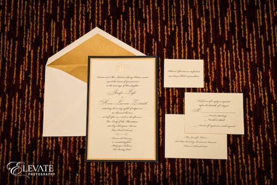 Elegant wedding invitations gold accents