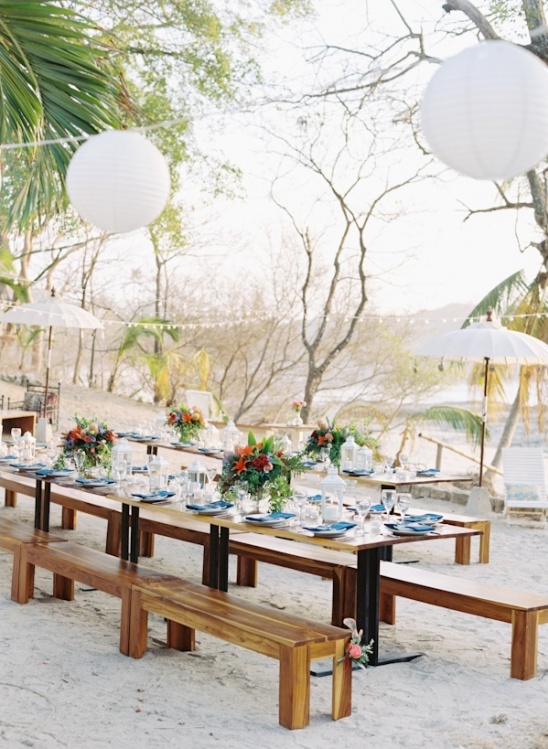 family style seating at beach reception