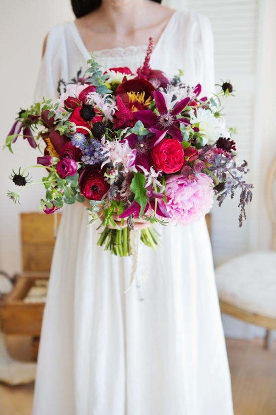 big and beautiful dark red and pink wedding bouquet