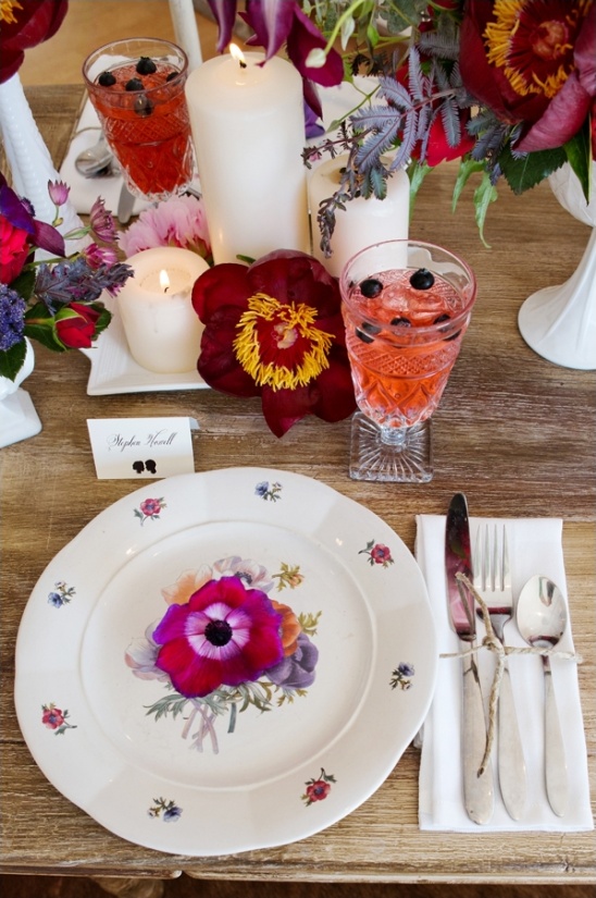 floral and berry table settings