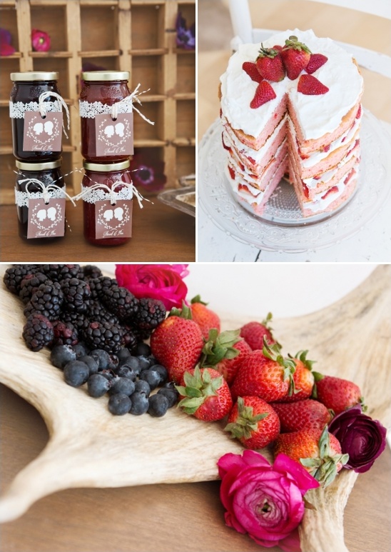 berry inspired wedding cake table