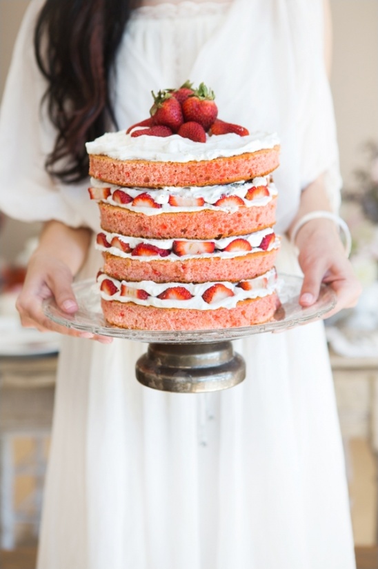 strawberry shortcake naked wedding cake