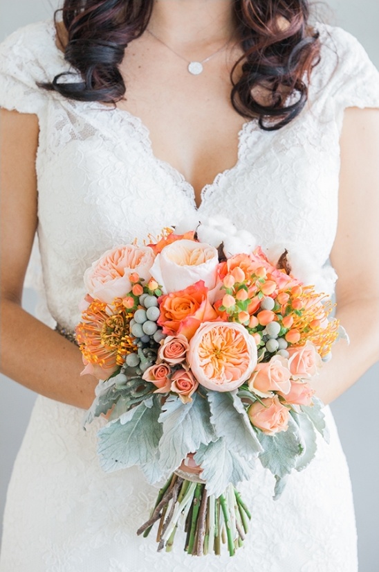 orange and peach bridal bouquet