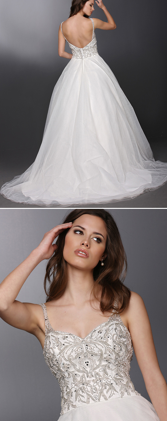 Elegant beaded tulle wedding gown design